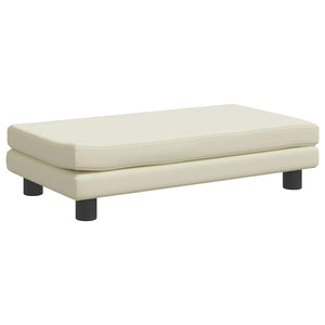 Kindersofa mit Hocker Creme Kunstleder