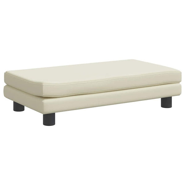 Kindersofa mit Hocker Creme Kunstleder