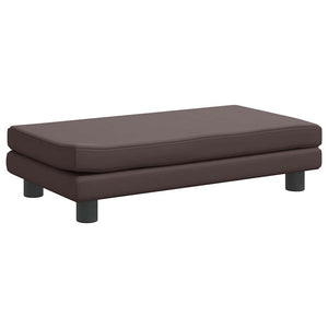 Kindersofa mit Hocker Braun Kunstleder