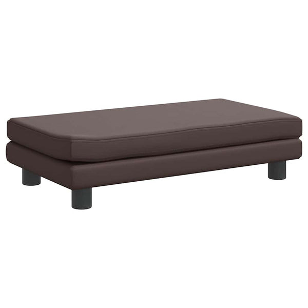 Kindersofa mit Hocker Braun Kunstleder