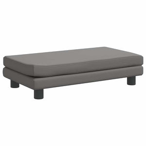 Kindersofa mit Hocker Grau Kunstleder