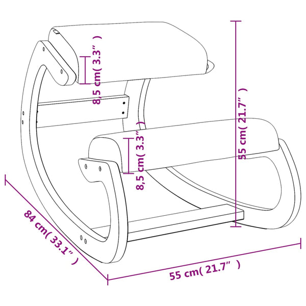 Kniestuhl Schwarz Birkensperrholz Ergonomisch
