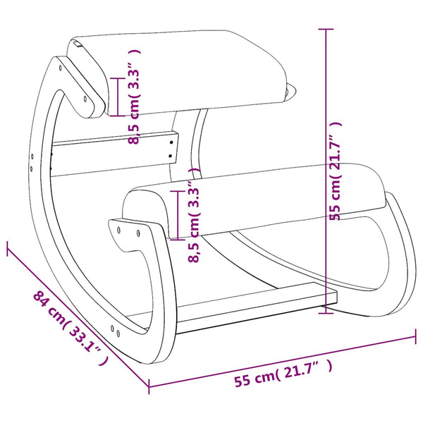 Ergonomischer Kniestuhl Creme Birkenholz