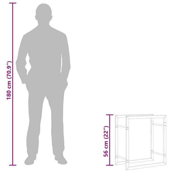 Edelstahl Brennholzregal 50x28x56 cm
