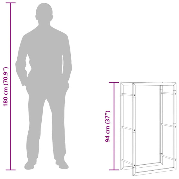 Edelstahl Brennholzregal 50x28x94 cm