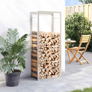 Edelstahl Brennholzregal 50x28x132 cm