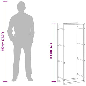Edelstahl Brennholzregal 50x28x132 cm