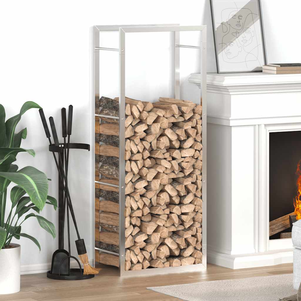Edelstahl Brennholzregal 50x28x132 cm
