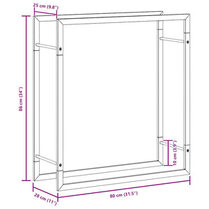 Edelstahl Brennholzregal 80x28x86cm