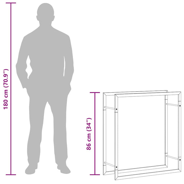 Edelstahl Brennholzregal 80x28x86cm