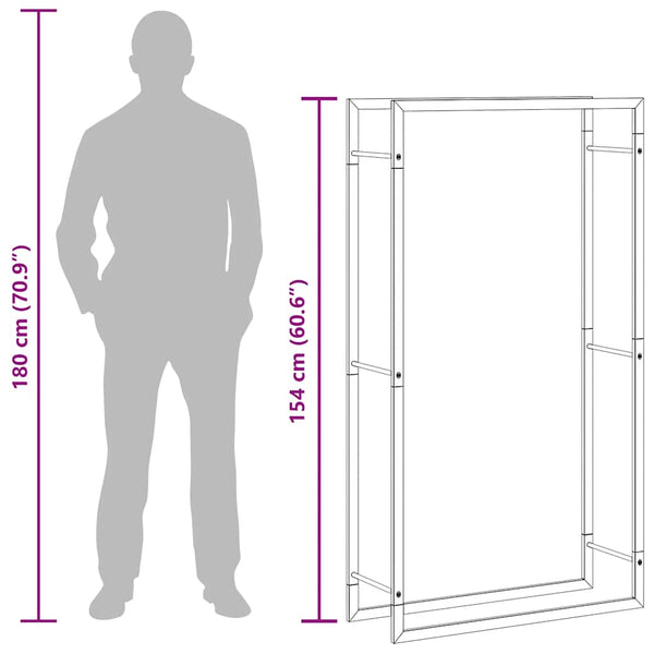 Edelstahl Brennholzregal 80x28x154 cm
