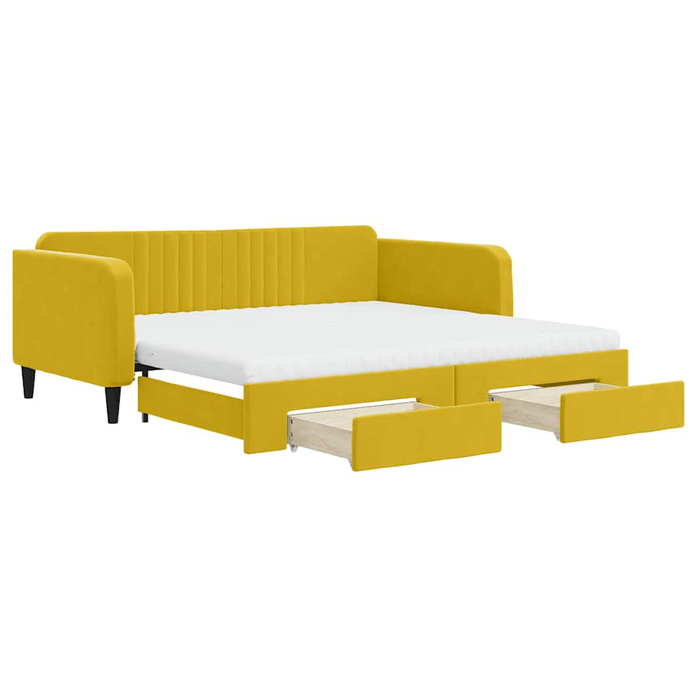 Ausziehbares Tagesbett Gelb Samt 100x200 cm