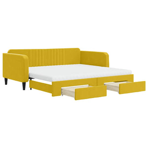 Ausziehbares Tagesbett Gelb Samt 100x200 cm