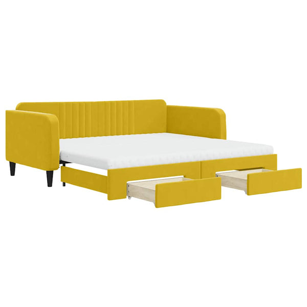 Ausziehbares Tagesbett Gelb Samt 100x200 cm