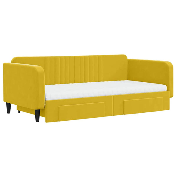 Ausziehbares Tagesbett Gelb Samt 100x200 cm