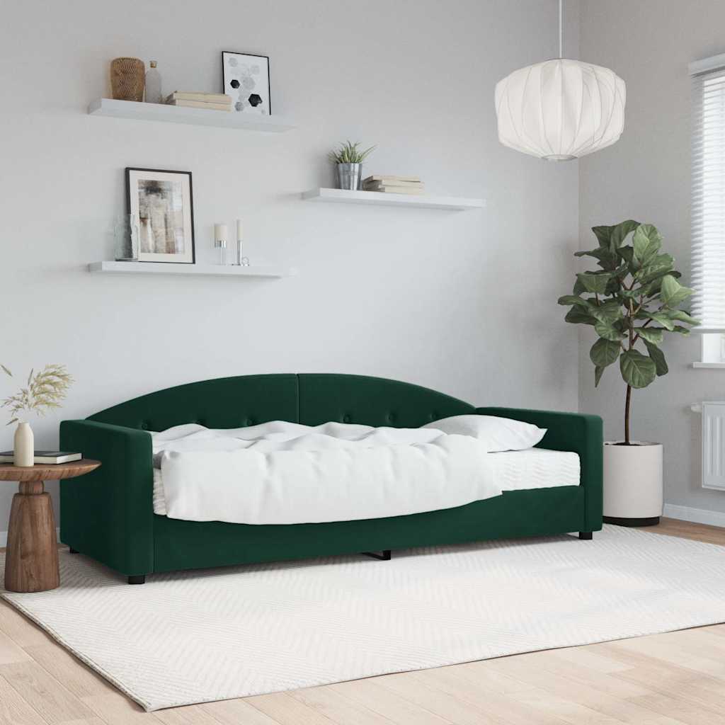 Tagesbett mit Matratze Dunkelgrün 90x200 cm