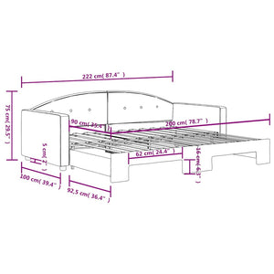 Ausziehbares Tagesbett Dunkelgrün 90x200 cm Samt
