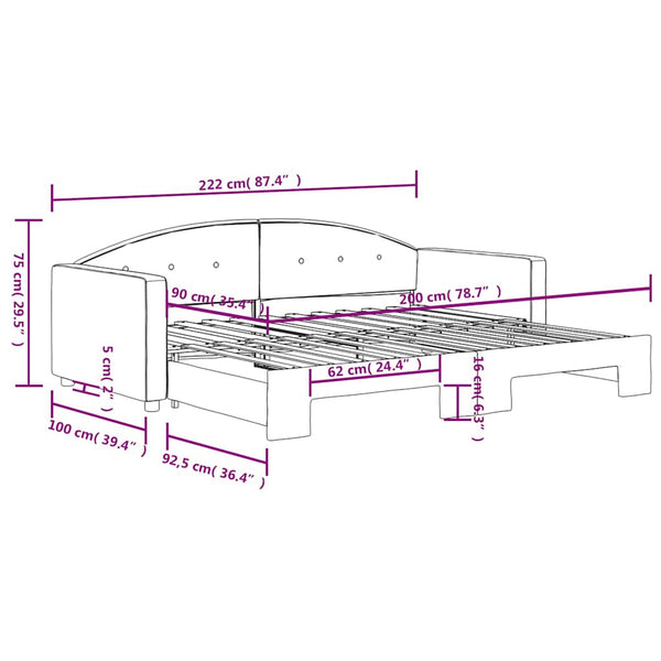 Ausziehbares Tagesbett Dunkelgrün 90x200 cm Samt