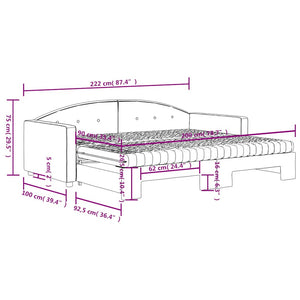 Ausziehbares Tagesbett mit Matratzen Dunkelgrün Samt 90x200