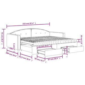 Ausziehbares Tagesbett mit Schubladen Dunkelgrün 90x200 cm Samt