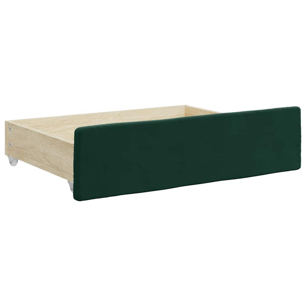 Ausziehbares Tagesbett mit Schubladen Dunkelgrün 90x200 cm Samt