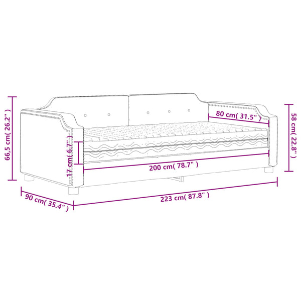 Tagesbett mit Matratze Dunkelgrau 80x200 cm