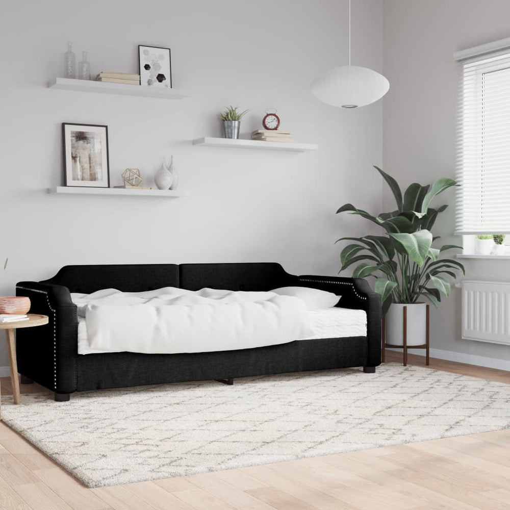 Tagesbett mit Matratze Schwarz 90x200 cm