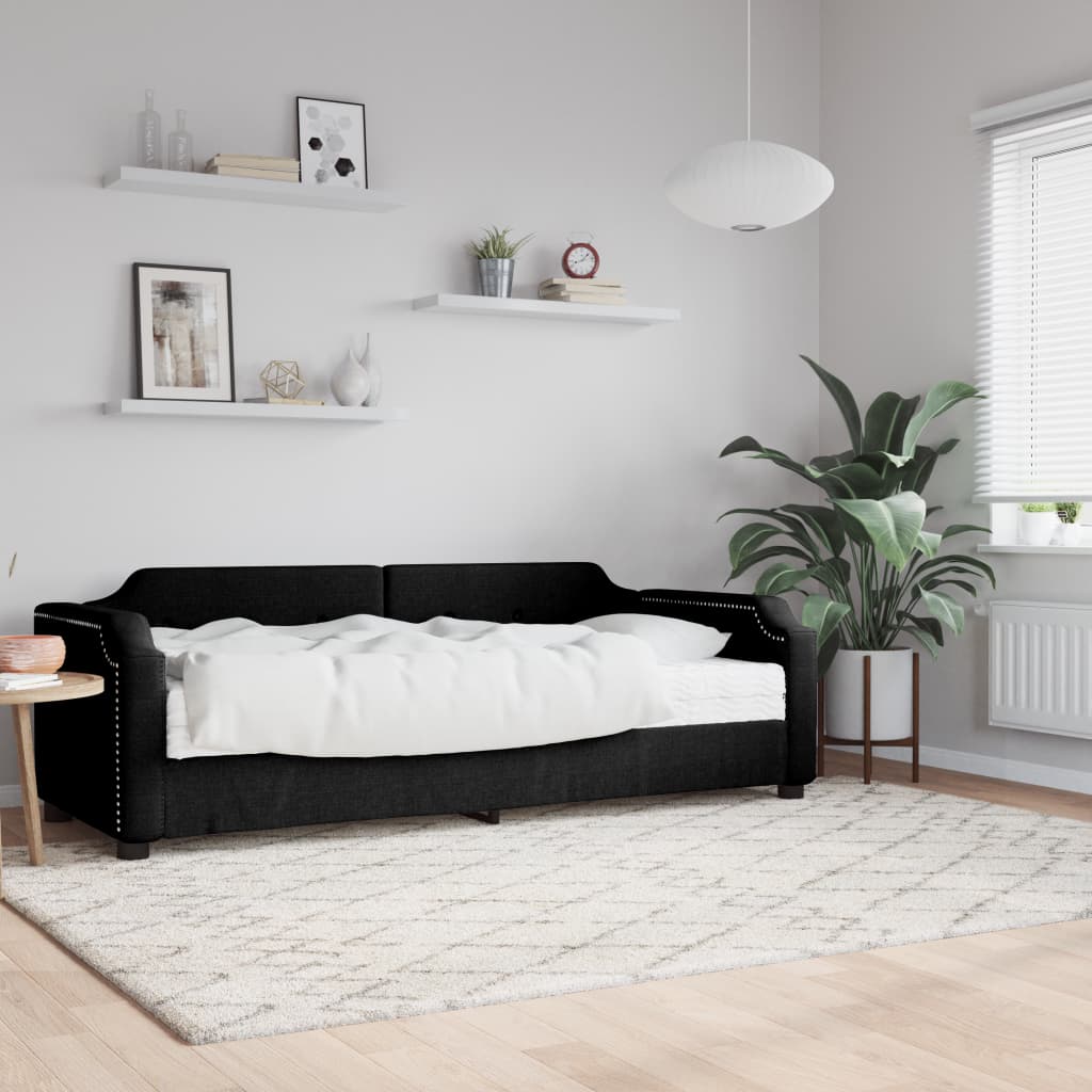 Tagesbett mit Matratze Schwarz 90x200 cm