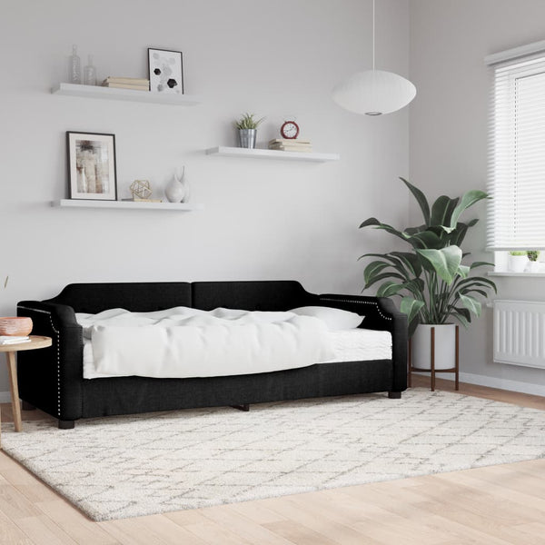 Tagesbett mit Matratze Schwarz 90x200 cm