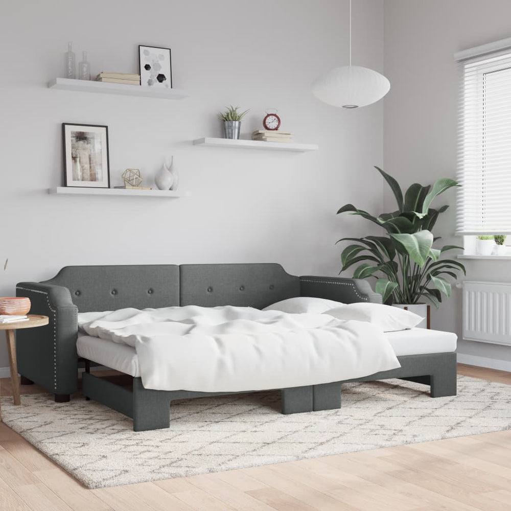 Ausziehbares Tagesbett Dunkelgrau 80x200 cm