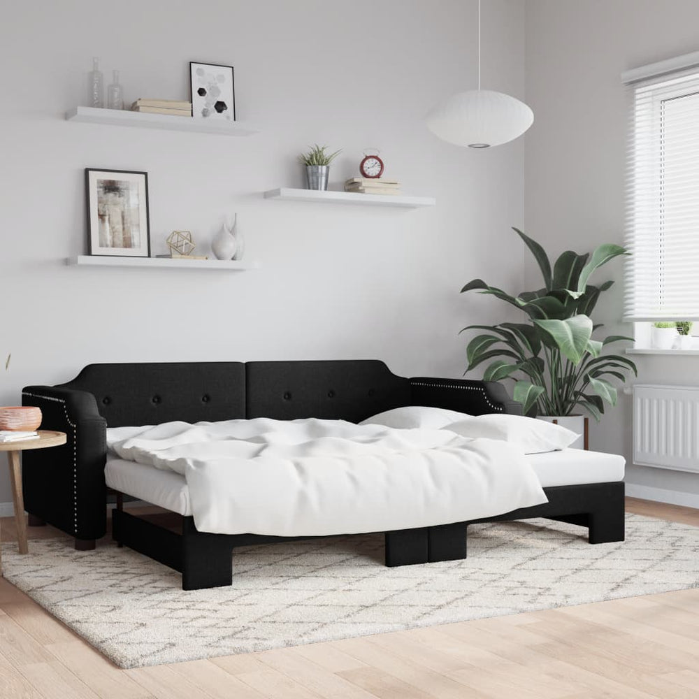 Ausziehbares Tagesbett Schwarz 80x200 cm