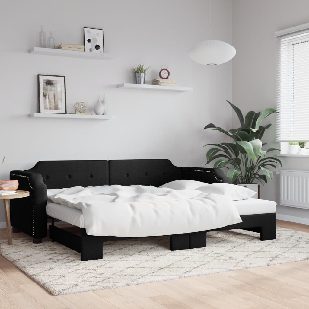 Ausziehbares Tagesbett Schwarz 80x200 cm