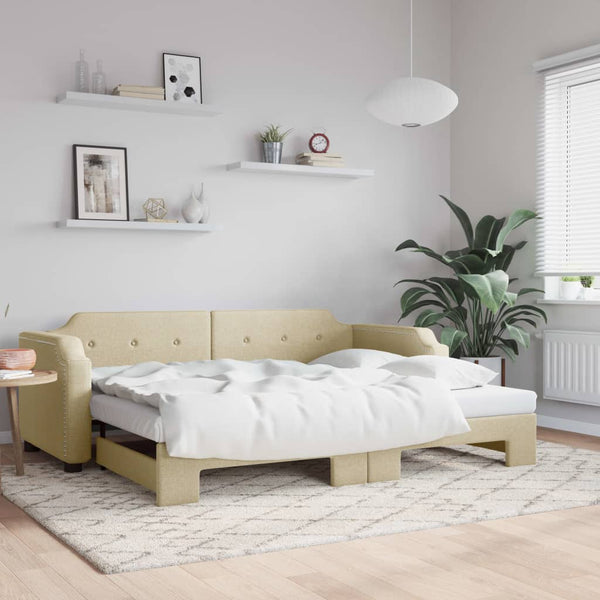 Ausziehbares Tagesbett Creme 80x200 cm