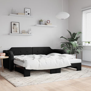 Ausziehbares Tagesbett Schwarz 90x200 cm