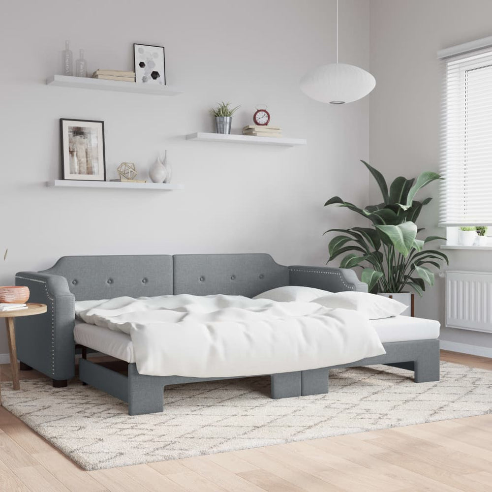 Ausziehbares Tagesbett Hellgrau 100x200 cm