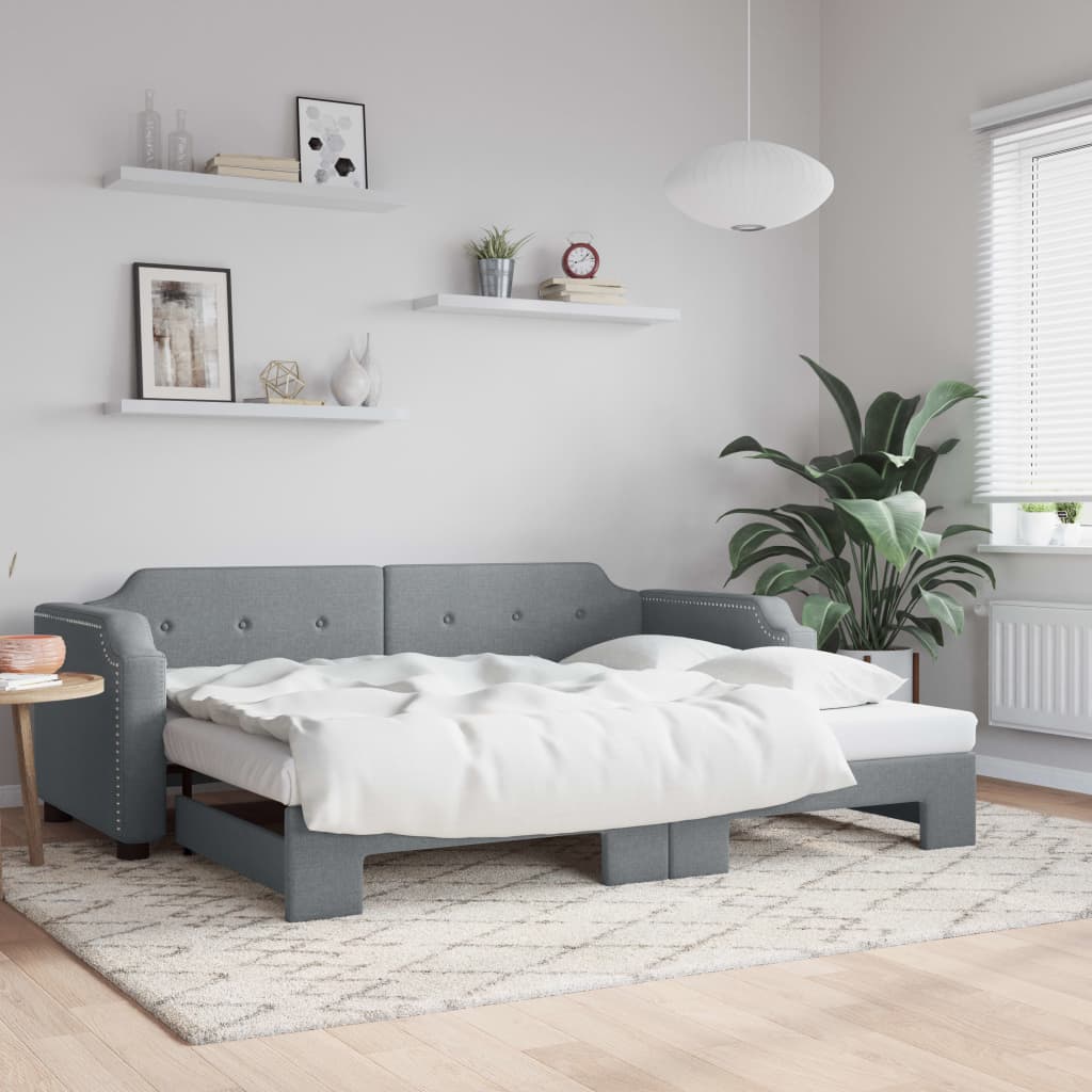 Ausziehbares Tagesbett Hellgrau 100x200 cm