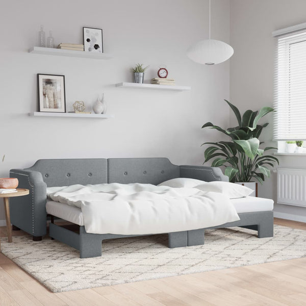 Ausziehbares Tagesbett Hellgrau 100x200 cm