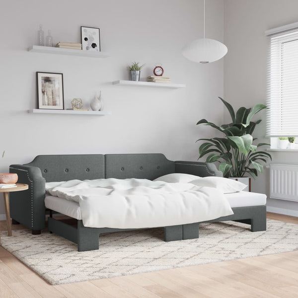 Ausziehbares Tagesbett Dunkelgrau 90x190 cm