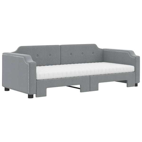 Ausziehbares Tagesbett mit Matratze Hellgrau 80x200 cm