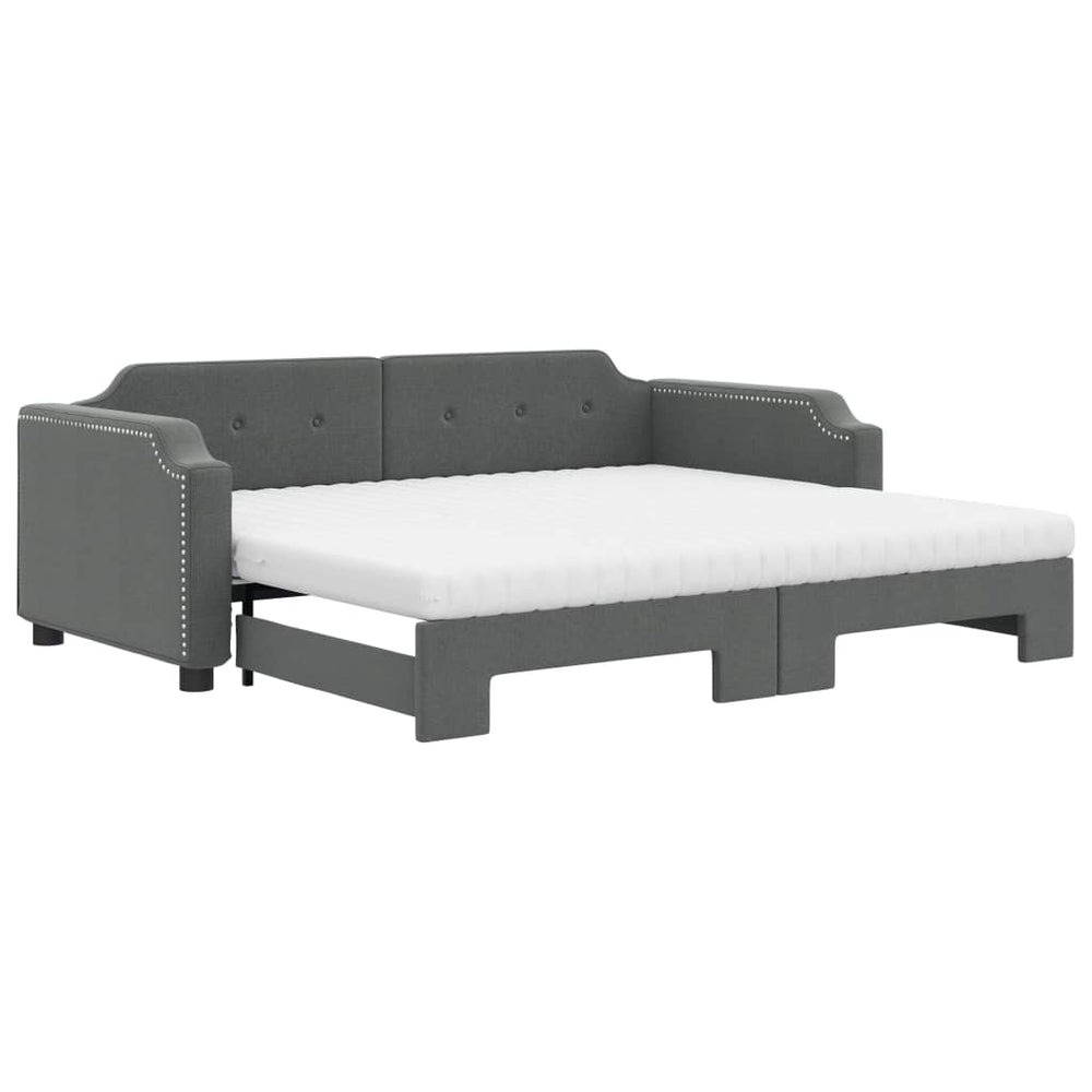 Ausziehbares Tagesbett mit Matratzen Dunkelgrau 80x200 cm