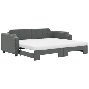 Ausziehbares Tagesbett mit Matratzen Dunkelgrau 80x200 cm