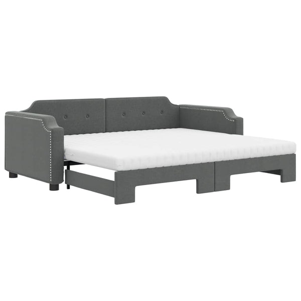 Ausziehbares Tagesbett mit Matratzen Dunkelgrau 80x200 cm