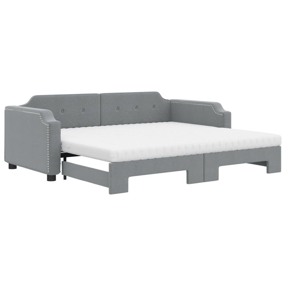 Ausziehbares Tagesbett mit Matratze Hellgrau 90x200 cm