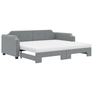 Ausziehbares Tagesbett mit Matratze Hellgrau 90x200 cm
