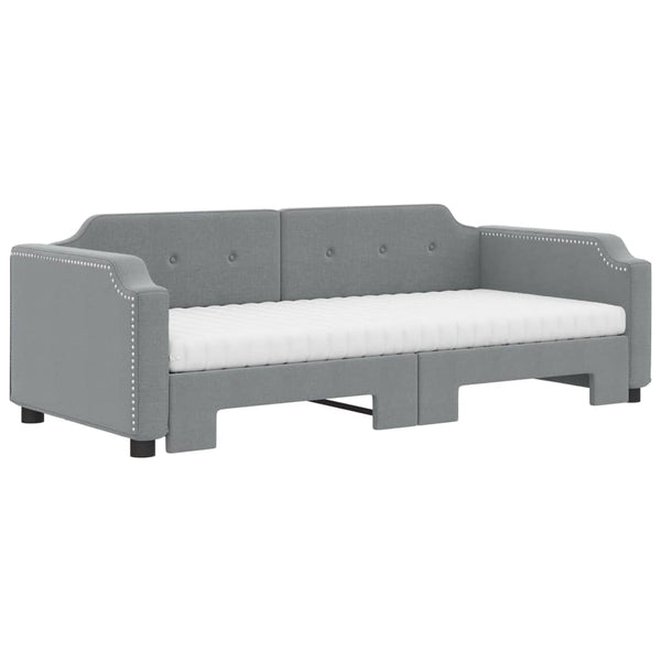 Ausziehbares Tagesbett mit Matratze Hellgrau 90x200 cm