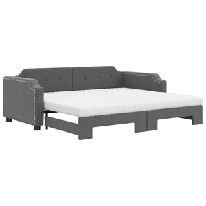 Ausziehbares Tagesbett mit Matratzen Dunkelgrau 90x200 cm