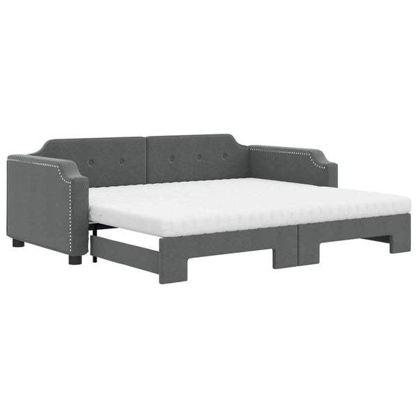 Ausziehbares Tagesbett mit Matratzen Dunkelgrau 90x200 cm