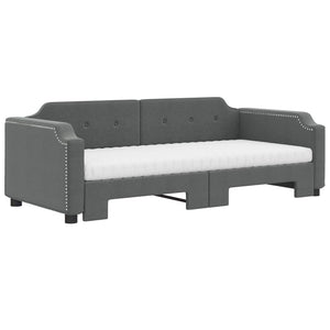 Ausziehbares Tagesbett mit Matratzen Dunkelgrau 90x200 cm