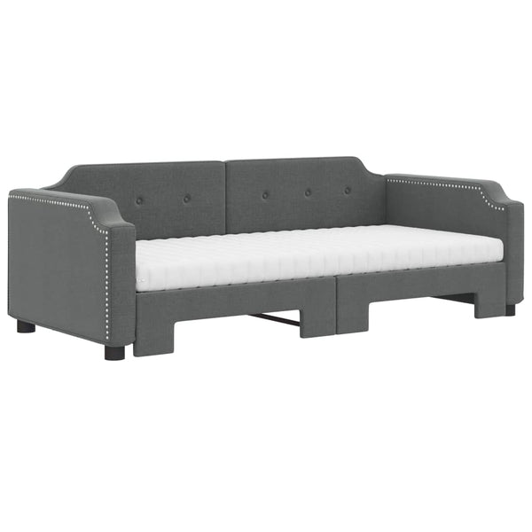 Ausziehbares Tagesbett mit Matratzen Dunkelgrau 90x200 cm