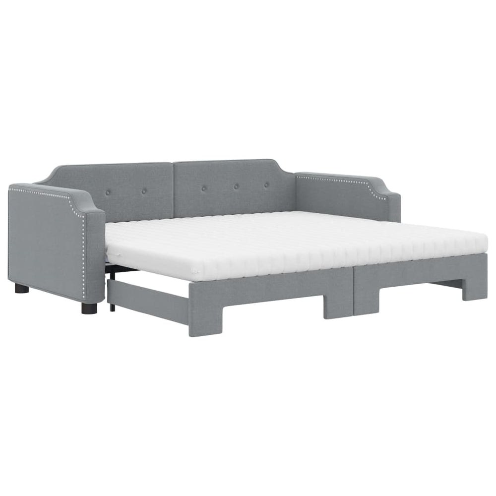 Ausziehbares Tagesbett mit Matratze Hellgrau 100x200 cm